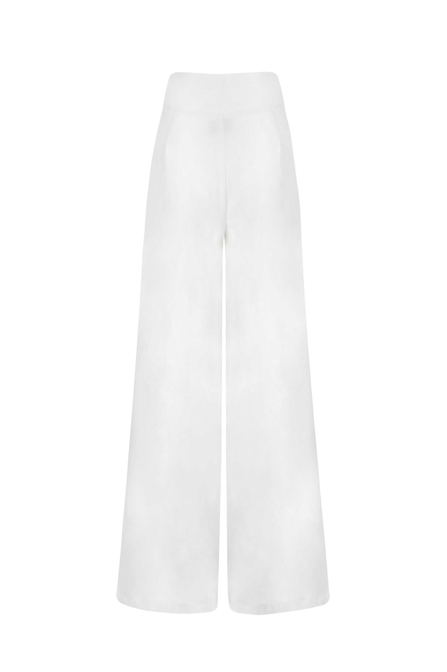 'Dalias' Wool Blend Wide Leg Trousers - Off White