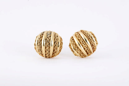 18k Yellow Gold Rope Pattern Half Dome Stud Earrings (6.18g.)