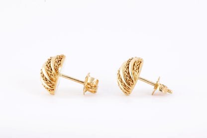 18k Yellow Gold Rope Pattern Half Dome Stud Earrings (6.18g.)