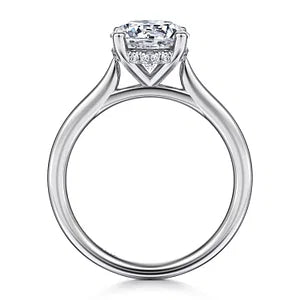 14K White Gold Round Solitaire Diamond Engagement Ring- AZUCENA