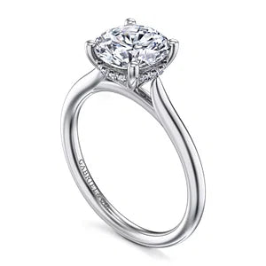 14K White Gold Round Solitaire Diamond Engagement Ring- AZUCENA