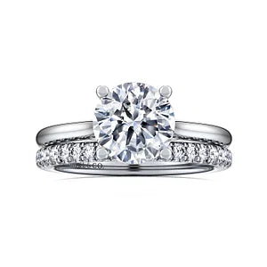 14K White Gold Round Solitaire Diamond Engagement Ring- AZUCENA