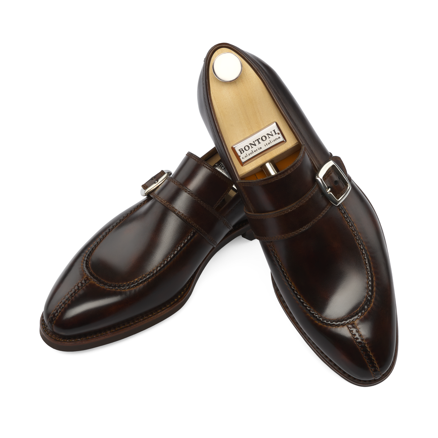 "Magnifico Monk" Single-Monk Loafer with Hand-Stitched Split-Toe Apron Details